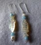   Sterling Silver, Aquamarine & Mother of Pearl Pisces Earrings