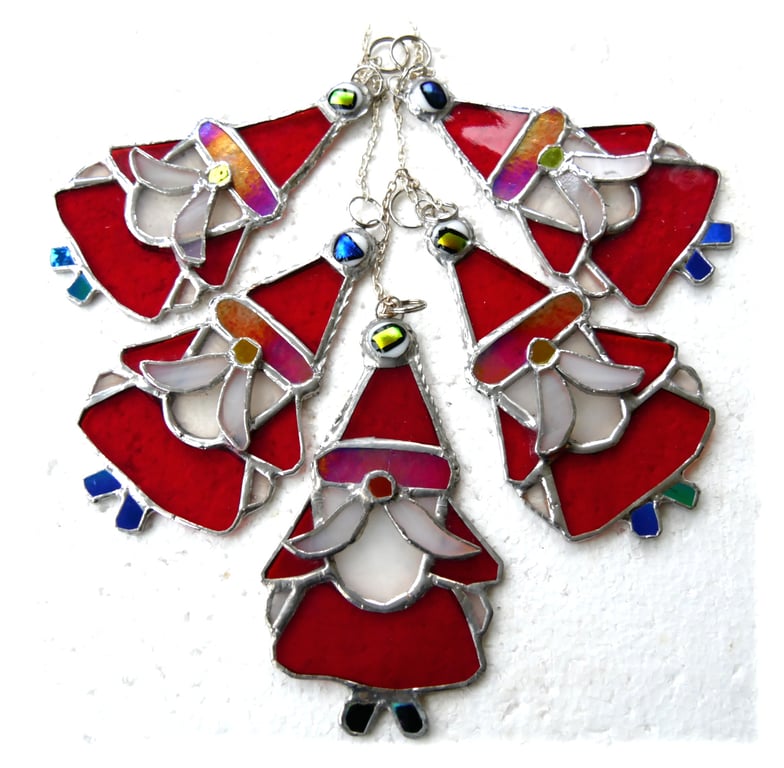 Santa Christmas Tree Stained Glass Suncatcher Xmas decoration