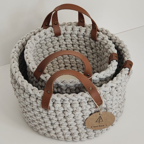 Boho Scandi Handmade Nesting Baskets