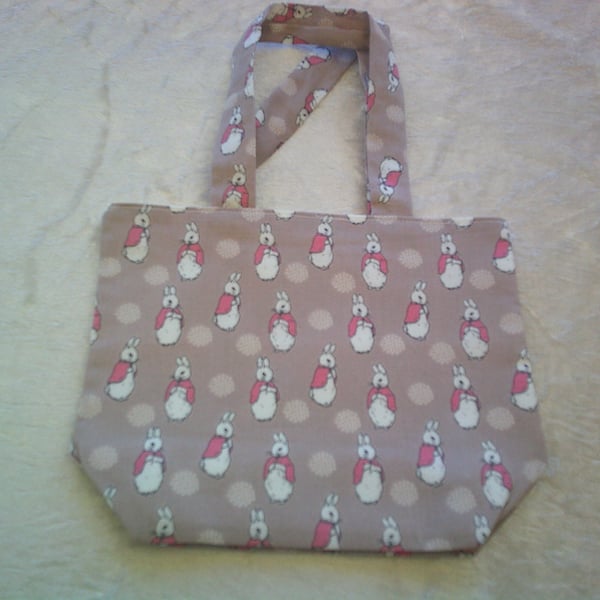 Bunnies in Pink Capes Child's Fabric Handbag