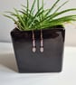 Pink Glass Cat's Eye & Copper Earrings with Pink Glass Leaves Jewellery Jewelry - Image 10
