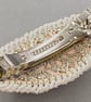 Bridal Peach Pearl Beaded Vintage Style Hair Barrette Clip - Image 3