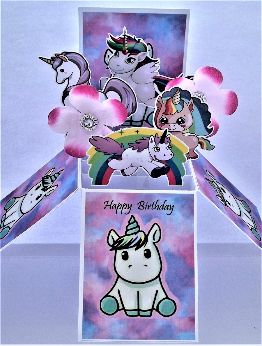 Girls Birthday Card with Unicorns