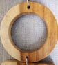 Upcycled wood jewellery, wood & leather pendant, geometric wooden necklace - Image 6