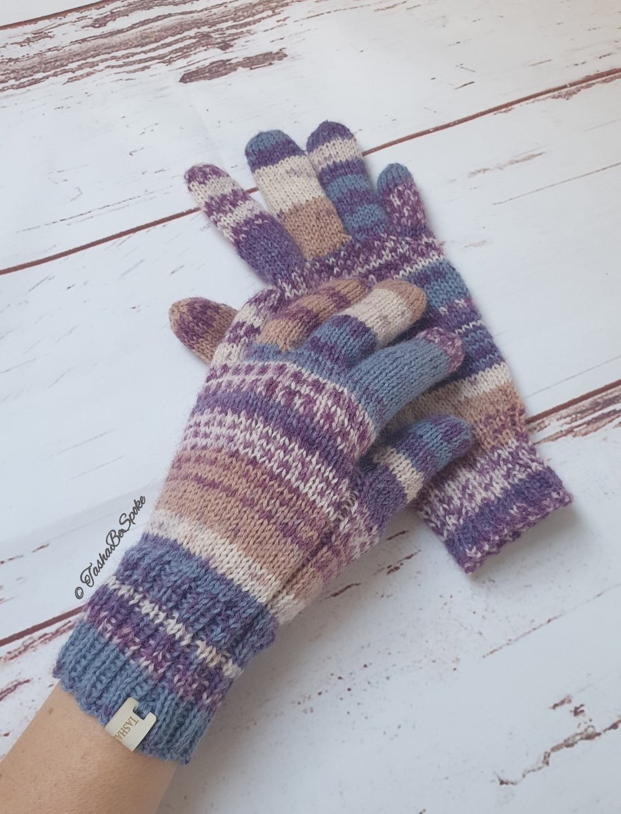 Hand knitted women gloves, Mismatched gloves, Custom knit gloves, Gift for her