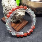 Red Carnelian and Green Phantom stretch elastic gemstone bracelet