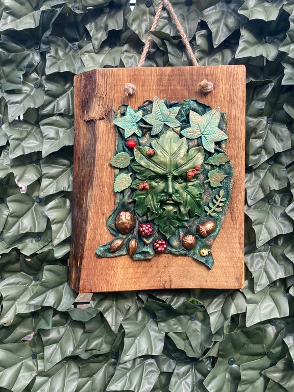 Green Man Hanging on Wood