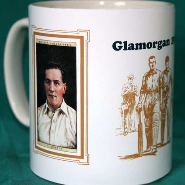 Cricket mug 1929 Glamorgan Trevor Arnott cricket counties vintage design mug