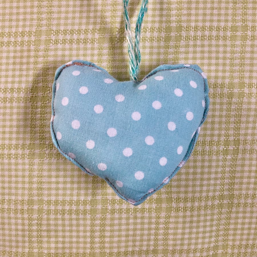 Duck Egg Blue Polka Dot Heart Decoration