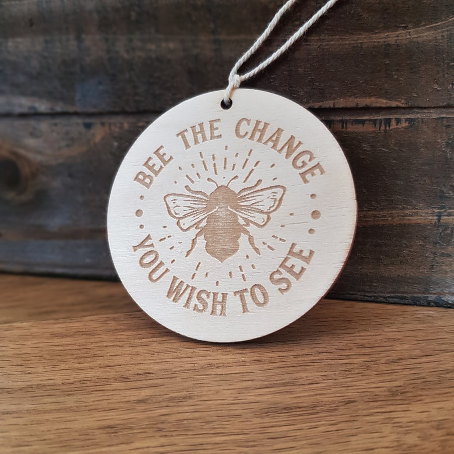 Bee inspired plaque, motivation wood sign, can be personalised at the back  