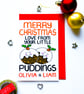 Personalised Christmas Puddings Card for Grandparents, Auntie, Uncle  - Image 1