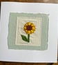 Sunflower, hand embroidered keepsake card - Image 2