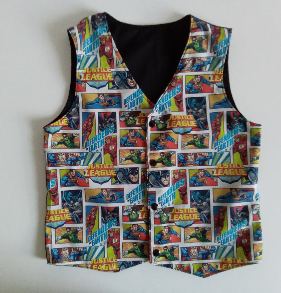 Waistcoat, Age 7 yrs, reversible waistcoat, Boys waistcoat, comic book print 