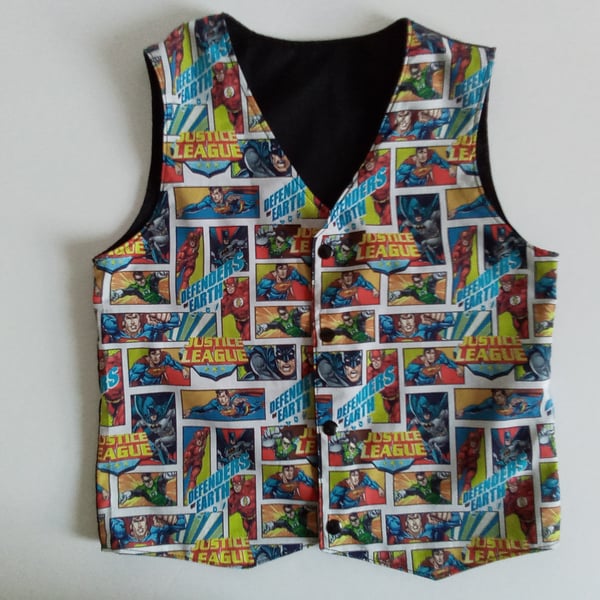 Waistcoat, Age 7 yrs, reversible waistcoat, Boys waistcoat, comic book print 