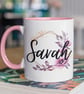 Personalised Floral Name Mug Flowers & Name Mug Custom Name 