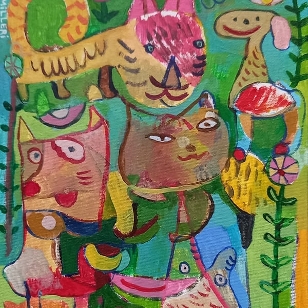 Original intuitive acrylic painting on canvas board