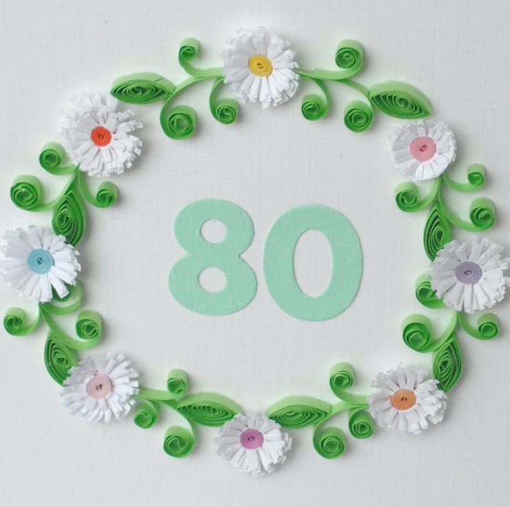 80th birthday card - Folksy
