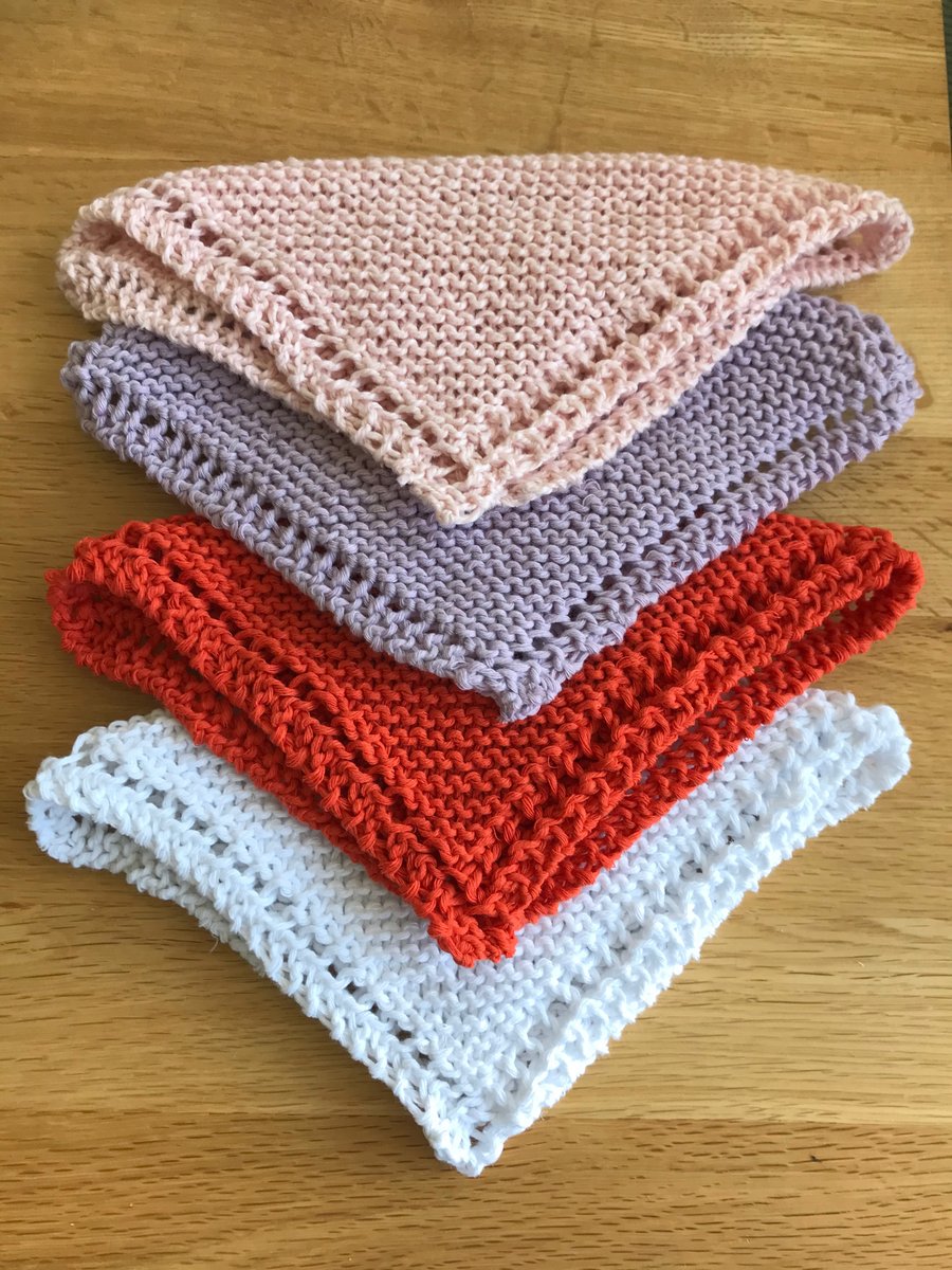 Hand knitted dish cloths