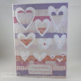 Handmade collage hearts Engagement card