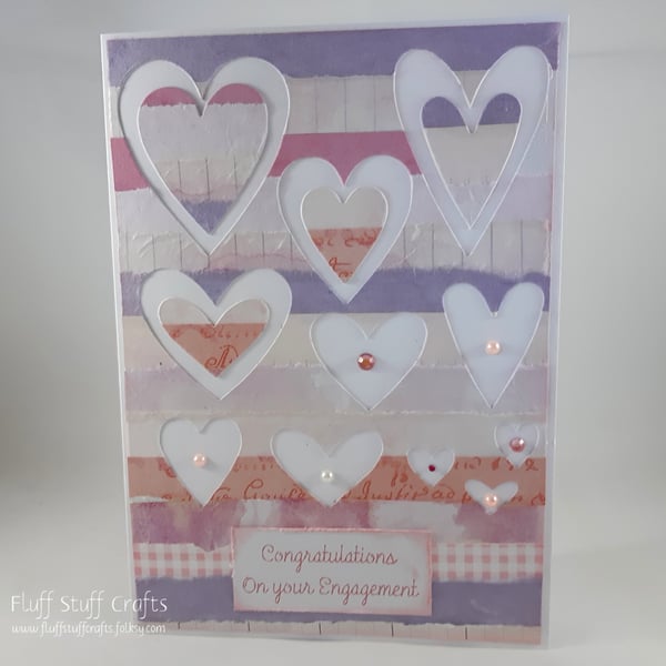 Handmade collage hearts Engagement card