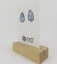 Teardrop Shaped Studs in Blue and White Enamel with a Hand Drawn Pattern - Image 3