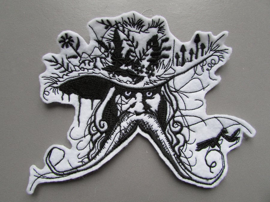 Forest Woodland Man Embroidered Sew on Applique Patch