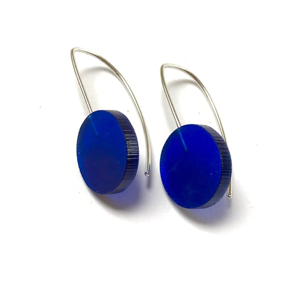 Wee Circle Earrings - Frosted Royal Blue