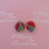 Christmas novelty red disc with colourful tree charm drop earrings