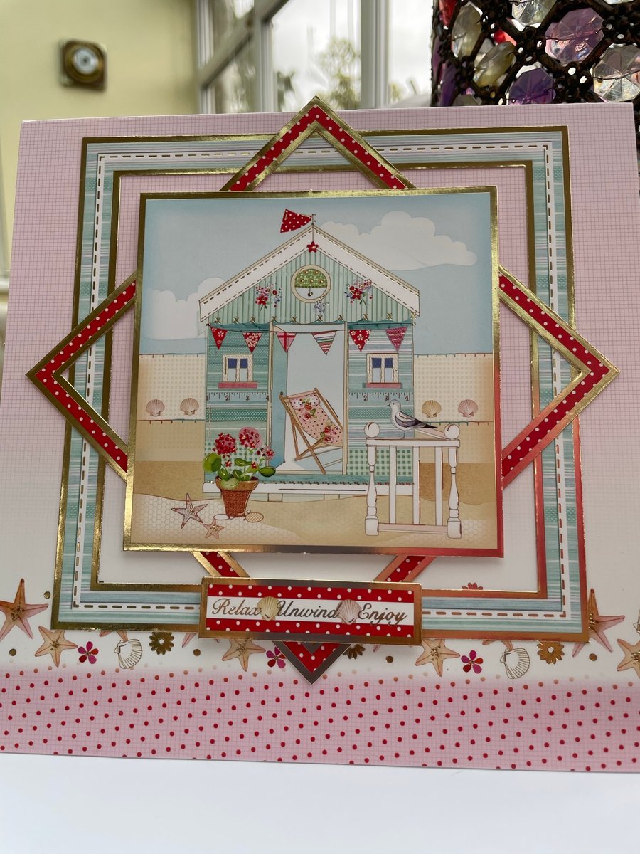 Relax, unwind and enjoy beach hut to someone special card