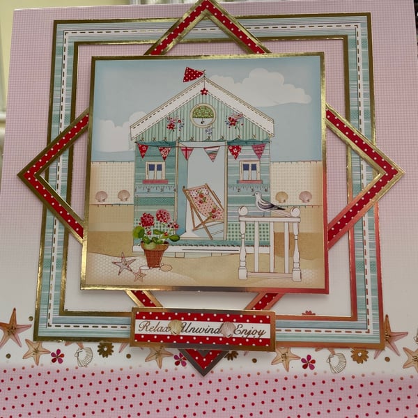 Relax, unwind and enjoy beach hut to someone special card