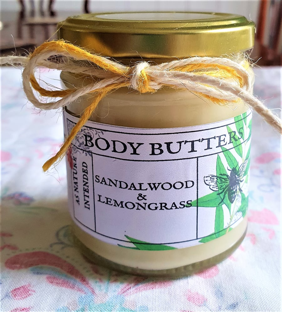 Sandalwood & Lemongrass whipped vegan body butter, 190ml