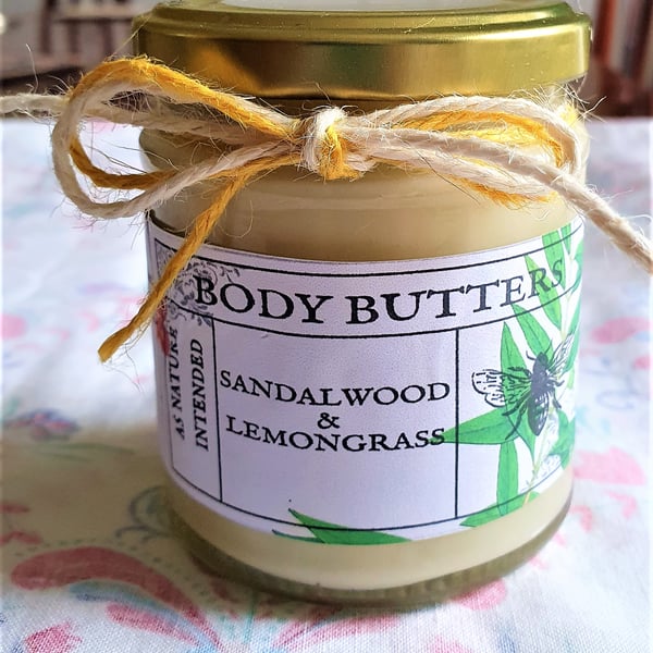 Sandalwood & Lemongrass whipped vegan body butter, 190ml