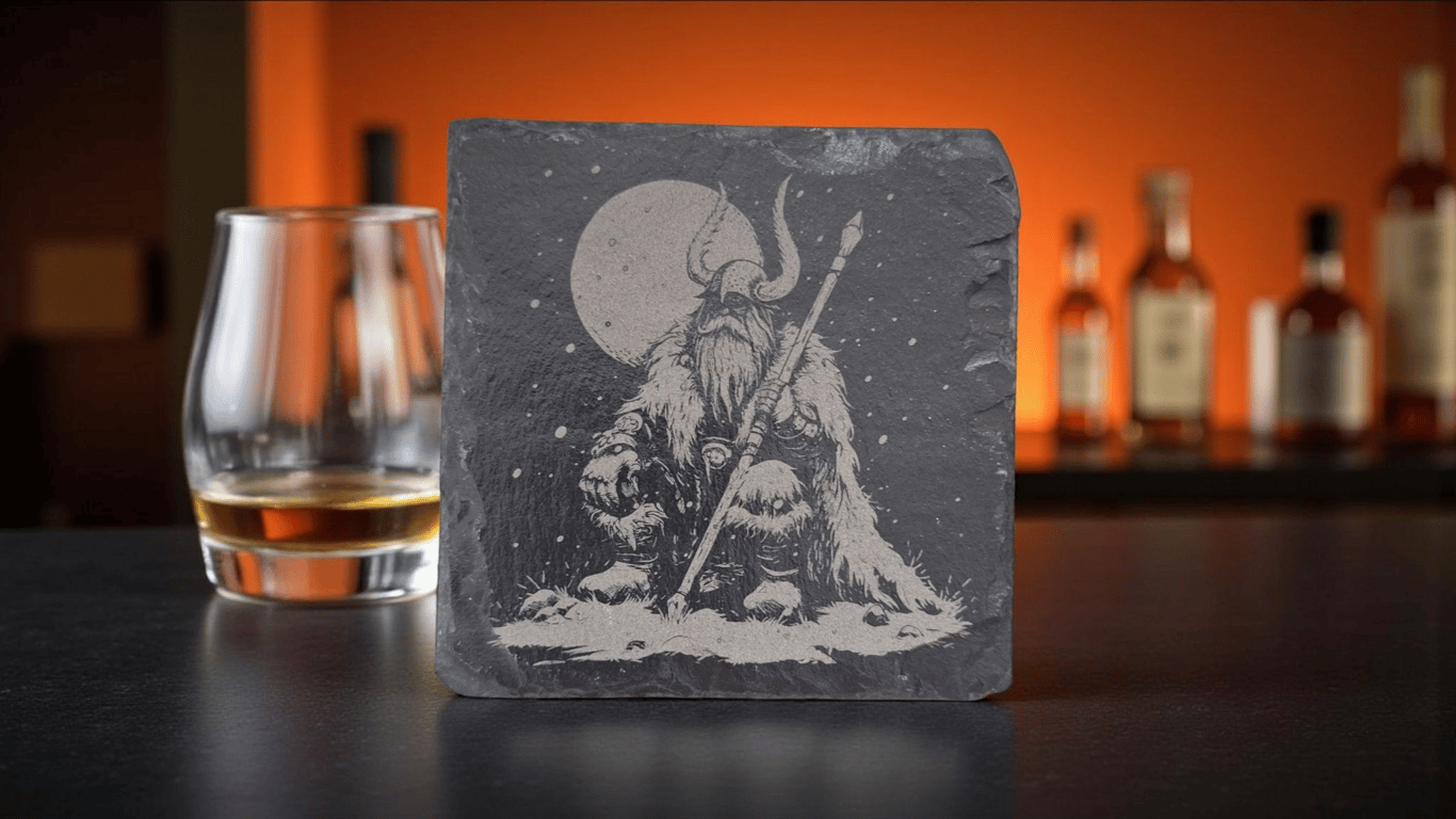 Viking Elder Slate Coaster – Norse Mythology Engraved Drink Coaster