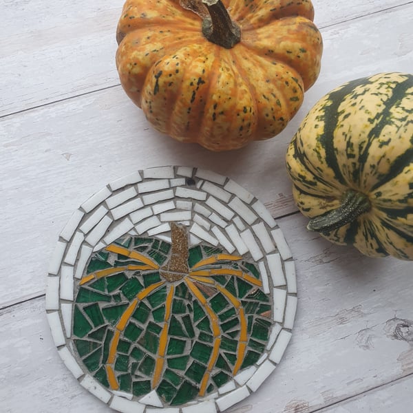 Pumpkin Mosaic Green, Mosaic Pumpkin, Pumpkin Art, Squash Mosaic, pumpkin,