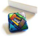 Dichroic L016 Luxury Fused Glass Patchwork Brooch Handmade 