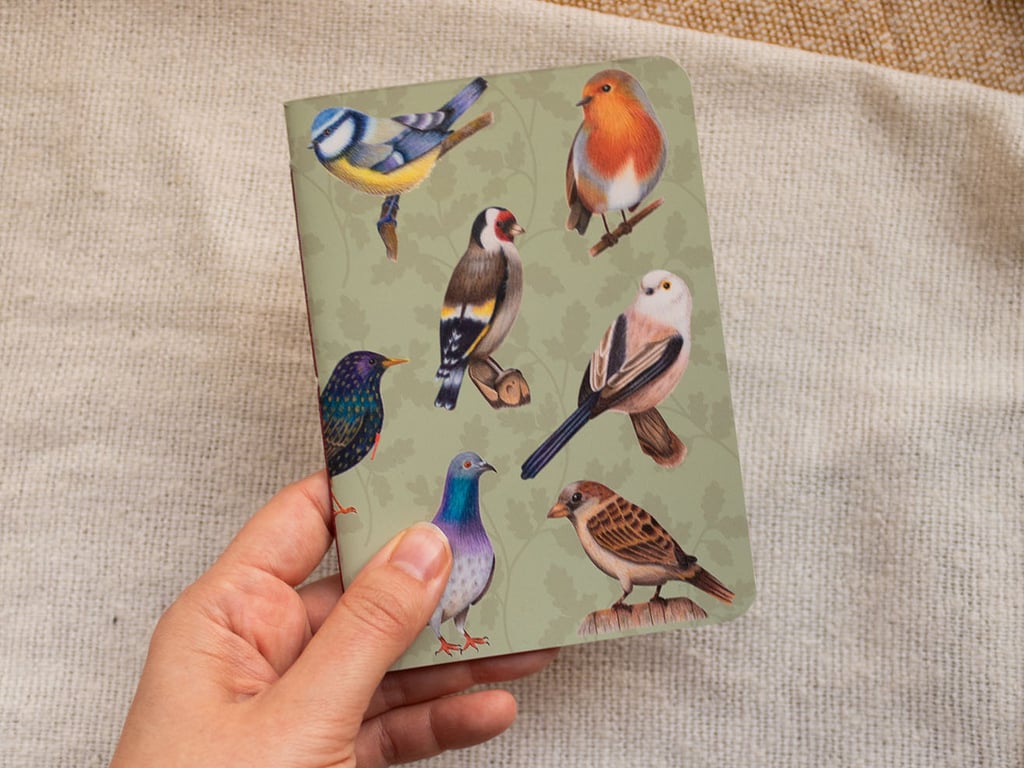 A6 Handmade Notebook with British Garden Bird Design