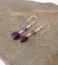 Amethyst and Sterling Silver Drop Earrings,  February Birthstone. - Image 4