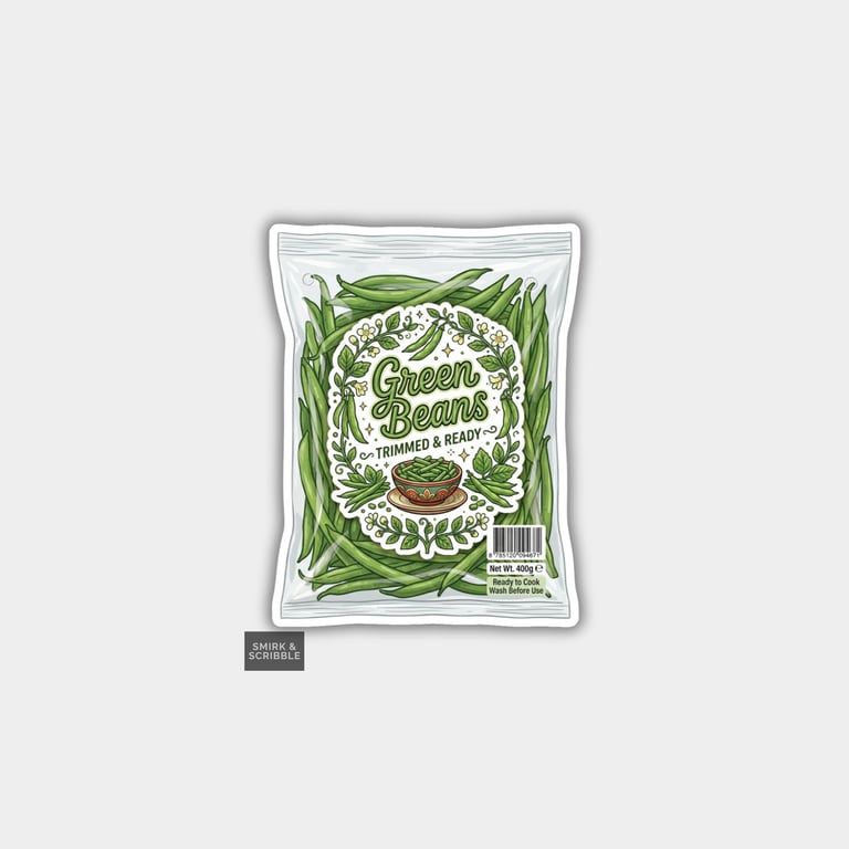 Grocery Food Vinyl Sticker For Adults - Green Beans