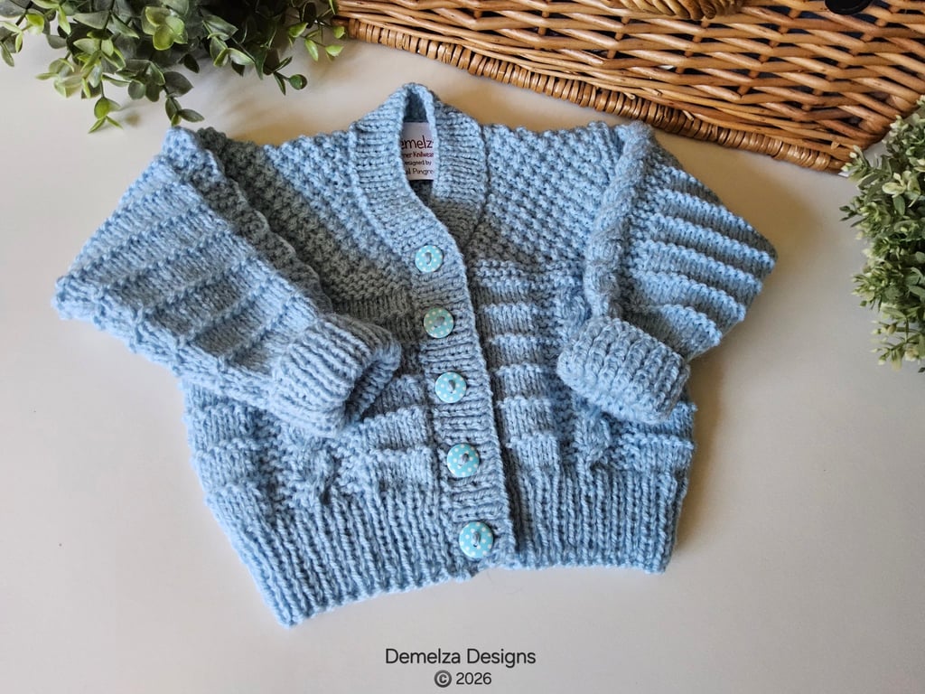 Designer Baby Boy's Hand Knitted Cardigan  3-9 months size
