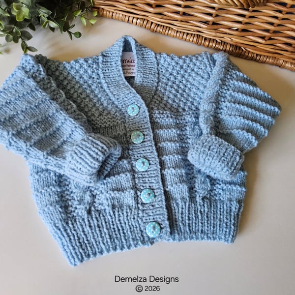 Designer Baby Boy's Hand Knitted Cardigan  3-9 months size