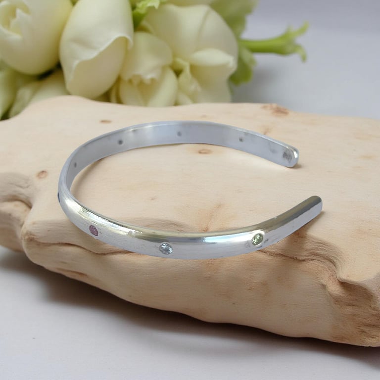 Artisan Silver Cuff With Cubic Zirconia