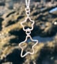 Simple Sterling Silver Double Starfish Pendant - 1267 - Image 1