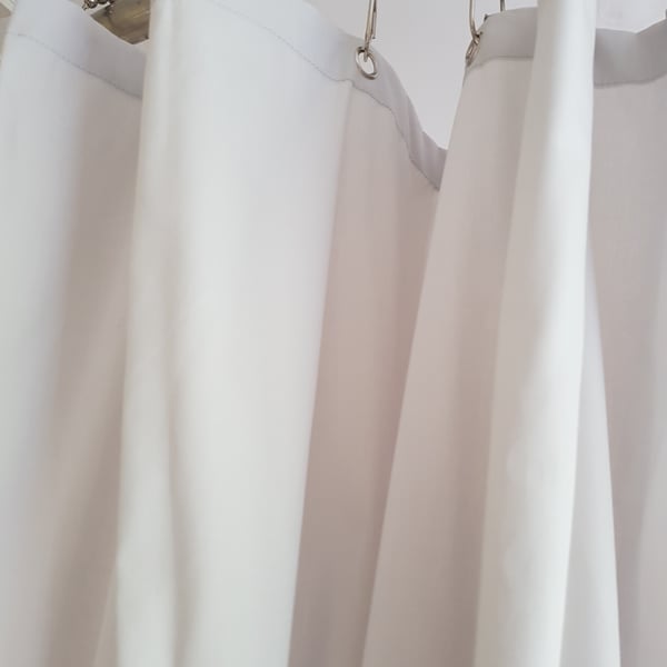 BESPOKE LENGTH Light Grey Organic Cotton Shower Curtain, washable