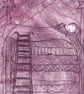 Sleeping Princess in Pinky Purple Ink - Handmade Drypoint etching - Image 2