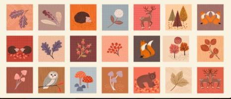 Nature Trail 5 inch Squares Panel Lewis and Irene 100% Cotton Fabric