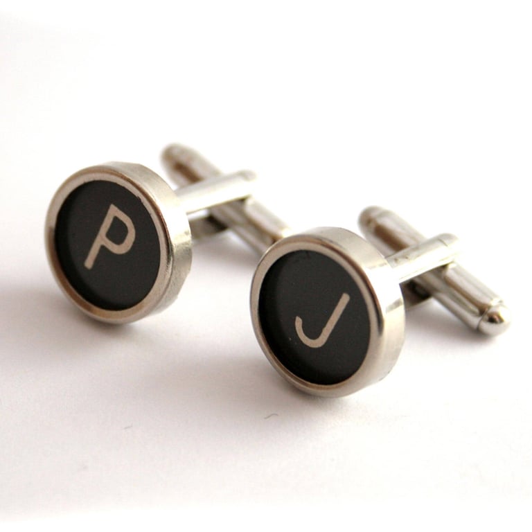 Personalised Cuff links with Initials; Typewriter Letter Keys Cufflinks