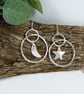 Earrings, Sterling Silver Moon, Star and Eclipse Dropper Earrings