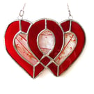 Entwined Heart Suncatcher Stained Glass Ruby 40th Wedding 