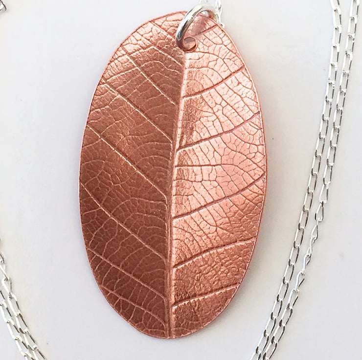 Handmade Copper Leaf Design Pendant Necklace o... Folksy