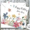 Personalised Birthday Card - Watercolour Florals Print